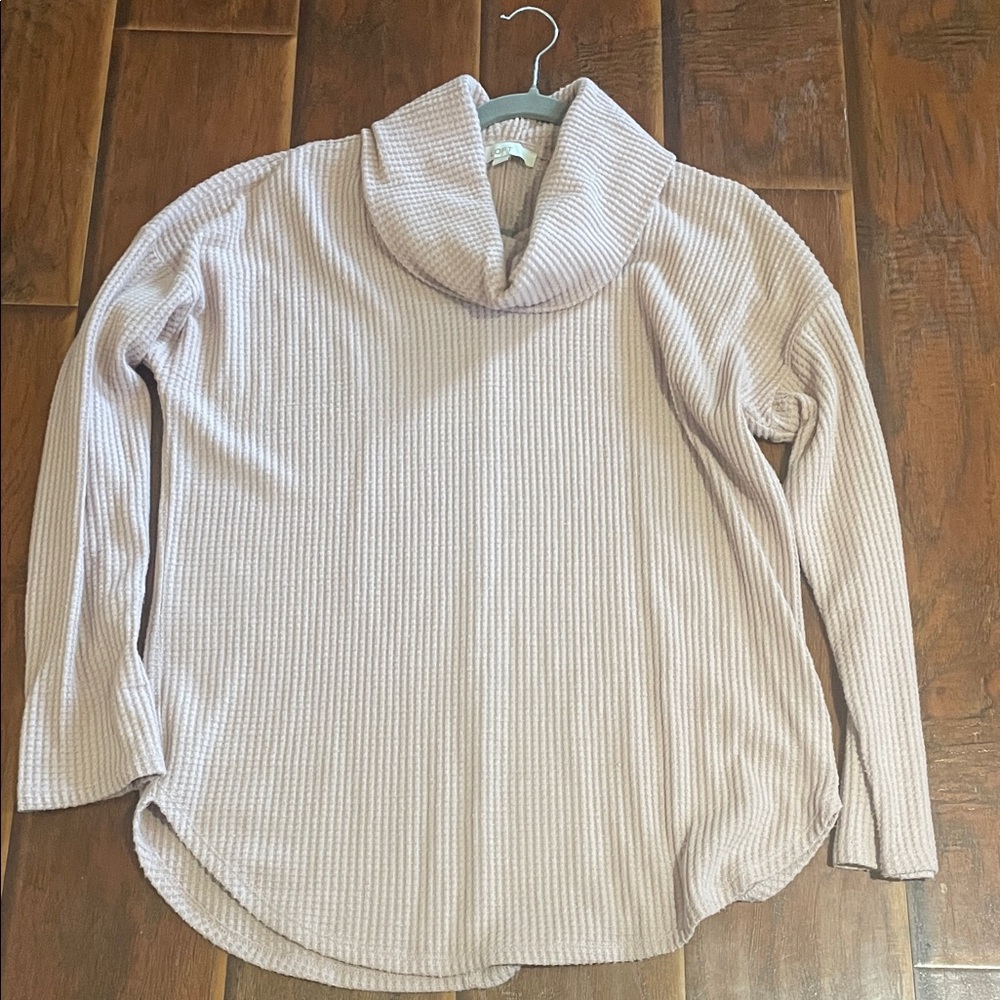LOFT Ribbed Cowl Neck Sweater - Soft Pink